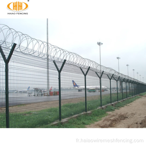 Clôture de l'aéroport de fil soudé avec fil de rasoir barbelé